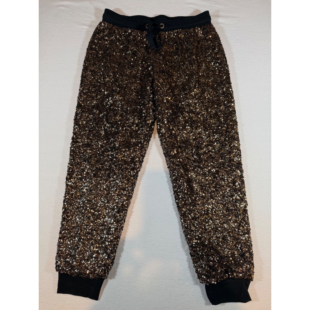 Juicy Bronze Gold Sequin Joggers Metallic Sparkle Drawstring Pants Womens Small